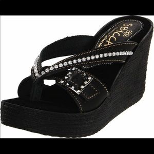 Sbicca LIKE NEW black wedges - Size 9